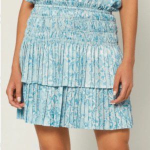 NWT CURRENT AIR Blue Reptile Print Pleated Tiered Mini Skirt Size Medium